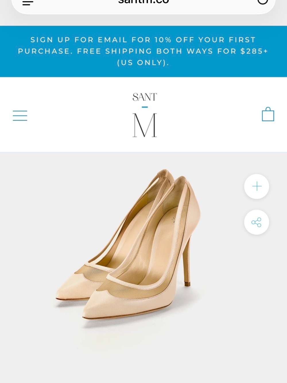 SantM 100mm Stiletto Nude Pointed-Toe Italian Pumps